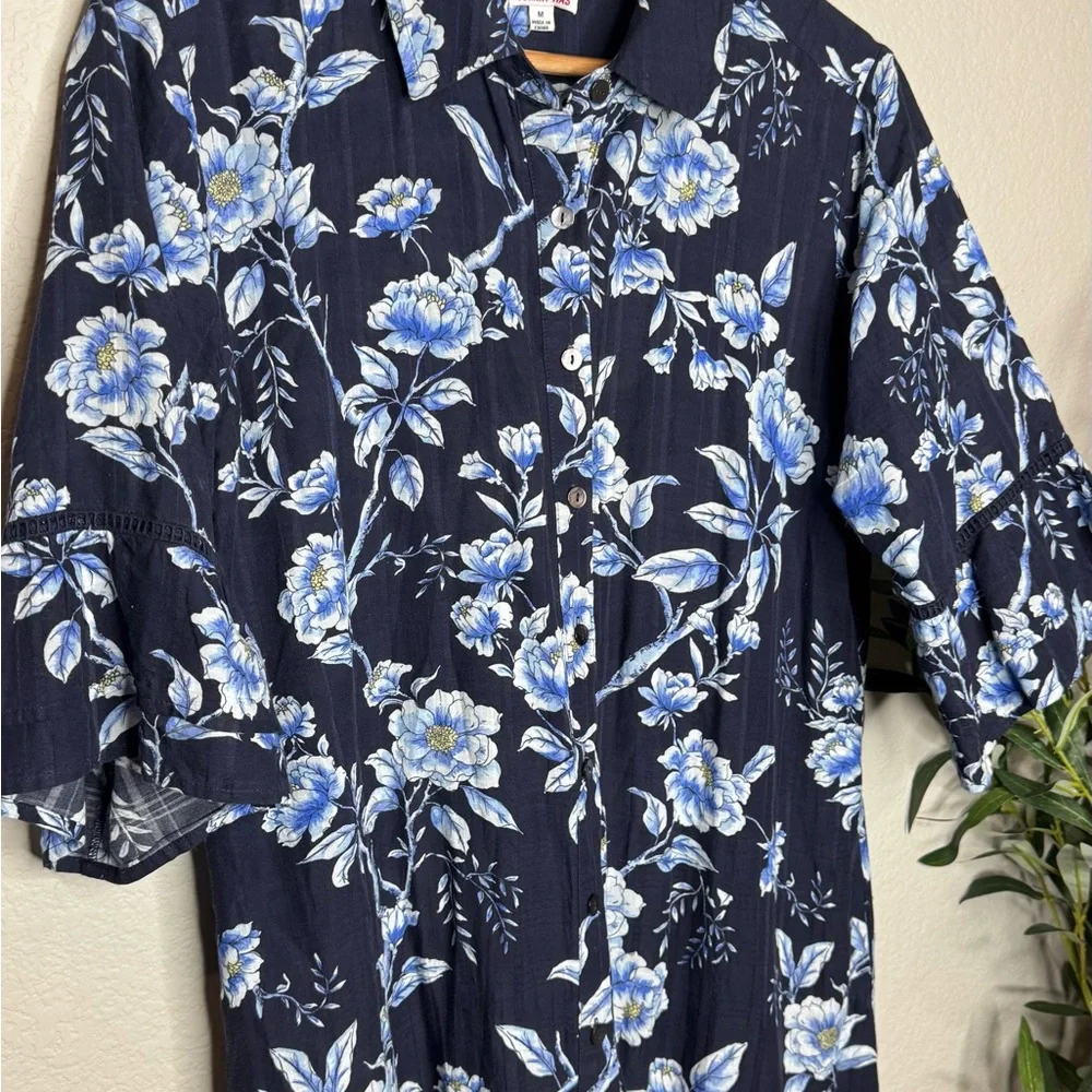 Johnny Was Womens Maxi Button Front Floral Dress Medium Floral‎ Boho Print